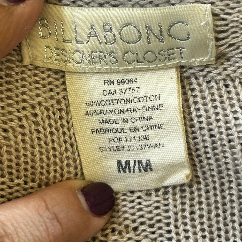 Billabong designer closet cardigan bohemian‎ fringe western oatmeal asymmetrical - Picture 6 of 11